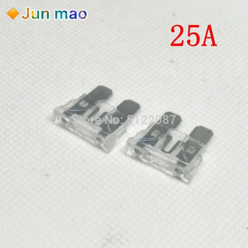 Fusible de hoja de coche estándar, fusible para automóvil de 5, 10, 15, 20, 25, 30 amperios, blanco, amarillo, rojo, azul, naranja y verde, 30 Uds.: 25A 30PCS