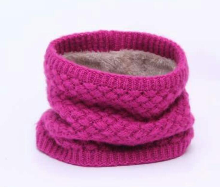 Winter Gebreide Unisex Sjaals Warme Kraag Bandana Acryl Solid Ring Sjaal Dikke Multifunctionele Naadloze Tubular HY127: Rose Rood