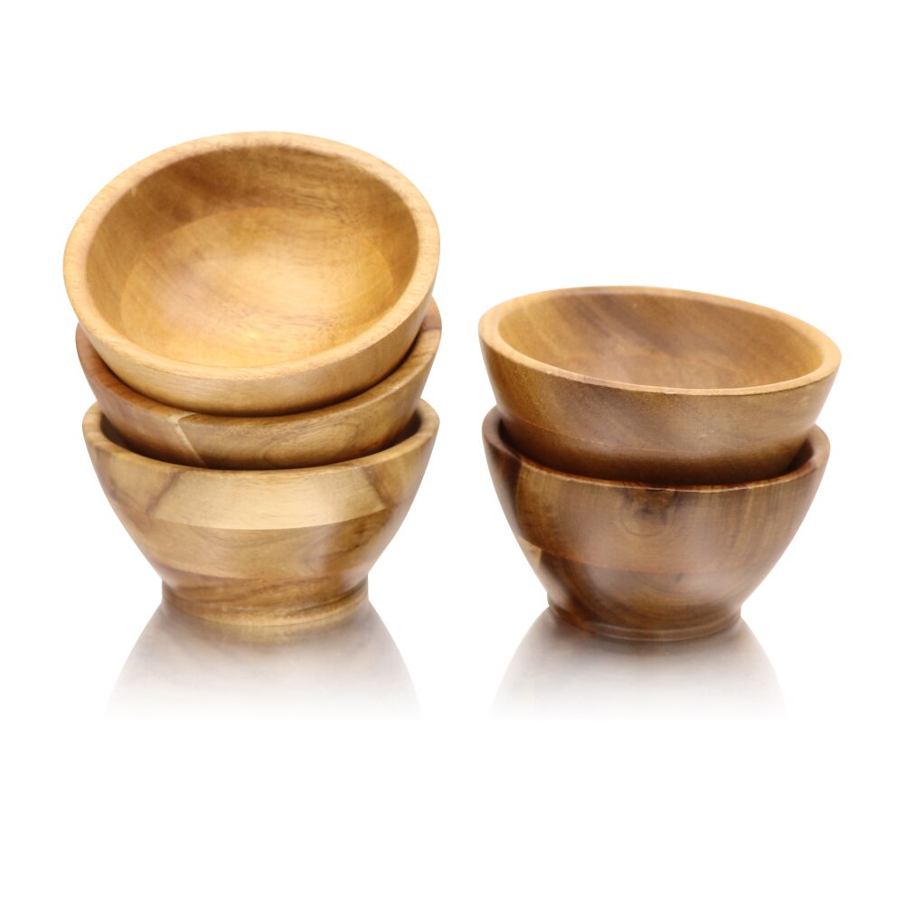 Jaswehome-cuenco de madera ecológico Natural, cuencos de fideo, arroz, sopa, postre, cuenco pequeño para niños, contenedor de alimentos, utensilios de madera