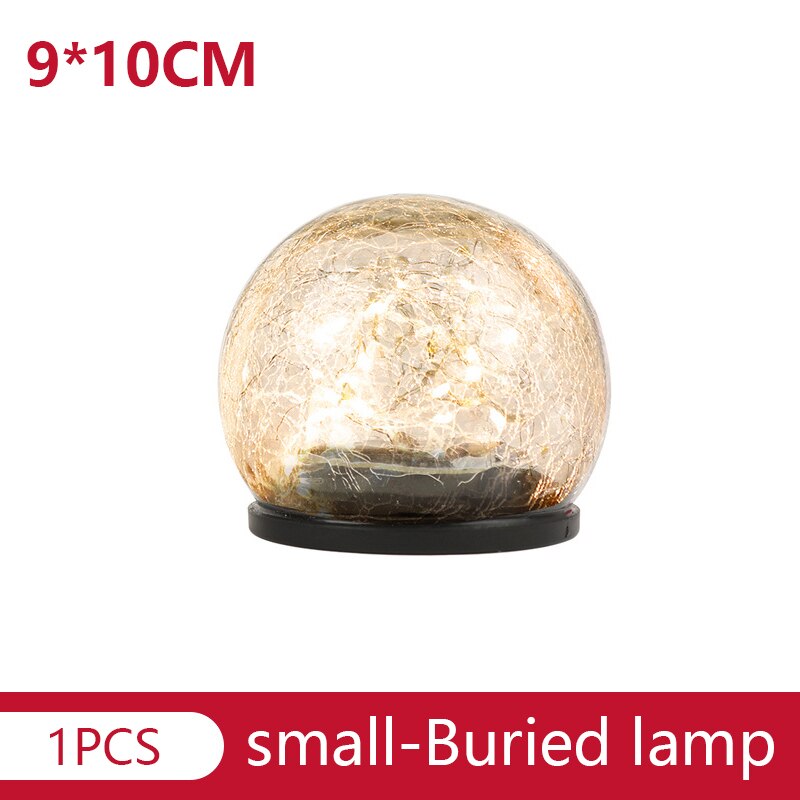Outdoor LED Solar Court Crack Glass Ball Light Buried Garden Grass Lamp Balcony Layout Decoration Christmas Waterproof Light: 10cm 1PCS