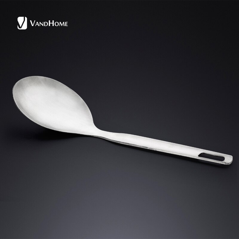 VamdHome Chinese Rice Scoop Kitchen Utensils Stainless Steel Rice Spoon With Long Handle Reusable Serving Spoon Soup Ladle