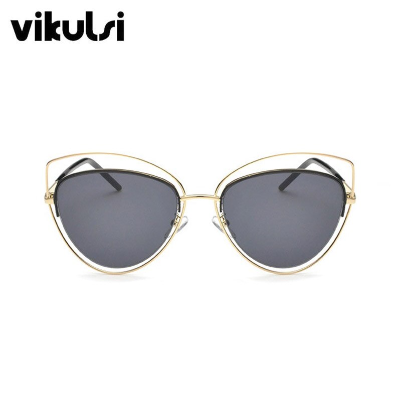 gafas de sol de espejo rosa de gran tamaño ojo de gato Vintage mujeres gafas de sol de mujer gafas de sol de señora al por mayor: A886 gold grey
