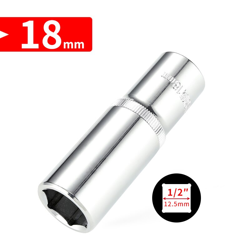 1/2 tommer  (12.5mm lengre hode 8-32mm cr-v pipenøkkelsett sekskantet skrallehode for bilreparasjonsverktøy: 18mm