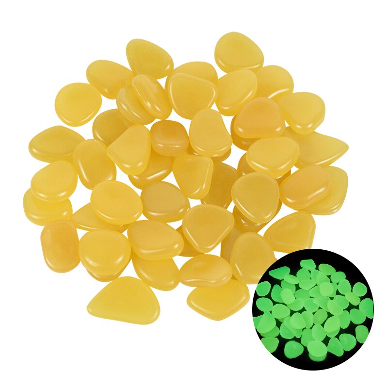 25/50Pcs Glow In The Dark Lichtgevende Steen Kiezels Gloeiende Rotsen Voor Thuis Loopbruggen Tuinpad Patio Gazon yard Aquarium Decoratie: 25pcs / dark yellow