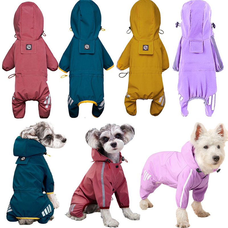 Regenjassen voor huisdieren Hond Reflecterend Waterdicht Puppy Regenjassen met capuchon voor kleine middelgrote honden Jumpsuit Chihuahua Franse Bulldog Overalls