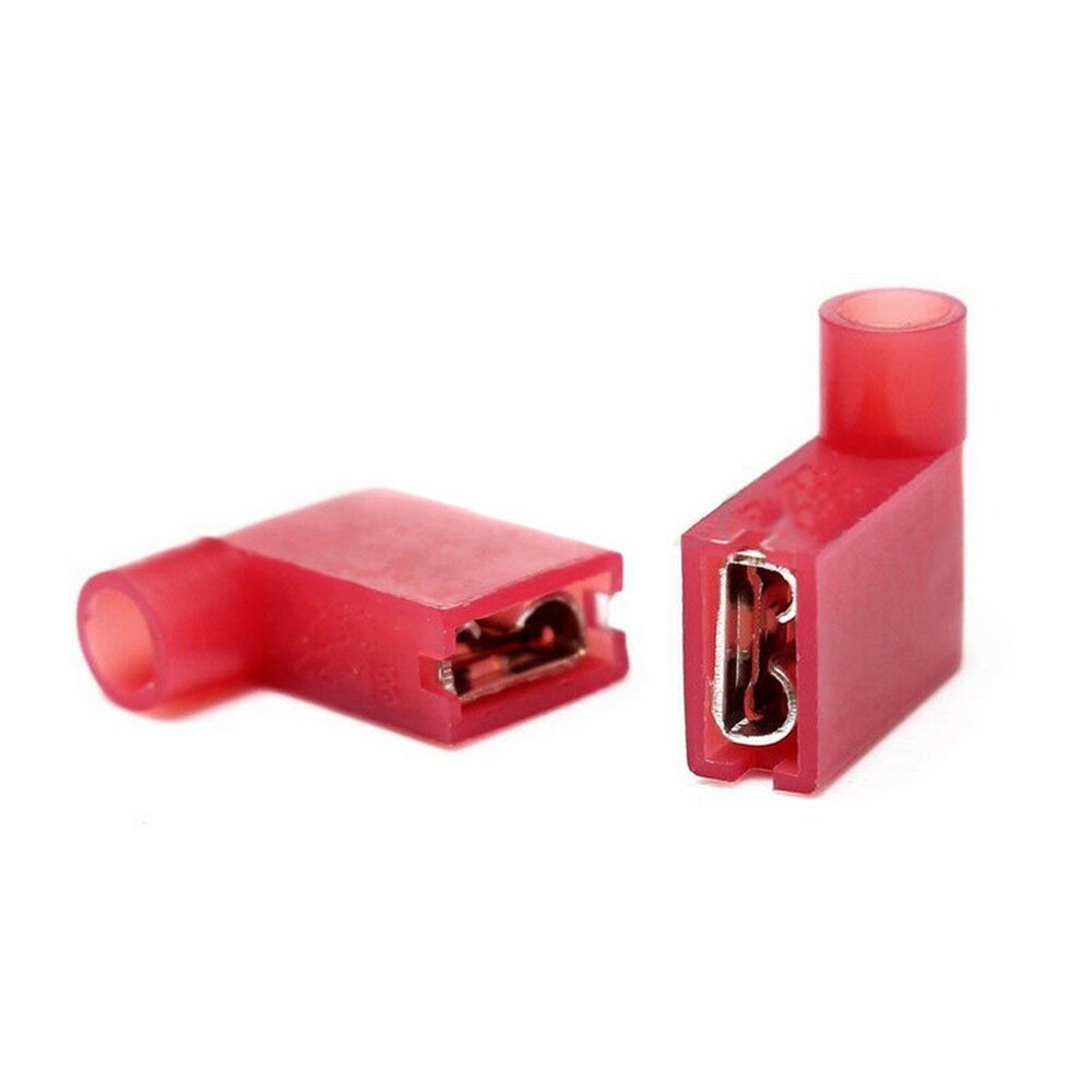 50PCS Red 22-18AWG Right Angle Flag Wire Female Spade Crimp Terminal Connectors