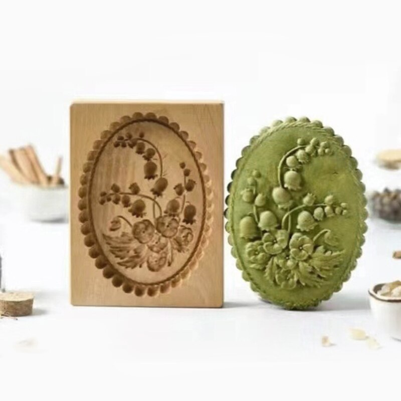 H7EA Exquisite Vivid Pattern Cookie Mold Pine Cones Flowers Windmill Shape Durable Wooden Cookie Biscuit Press Stamp Molds: Campanula