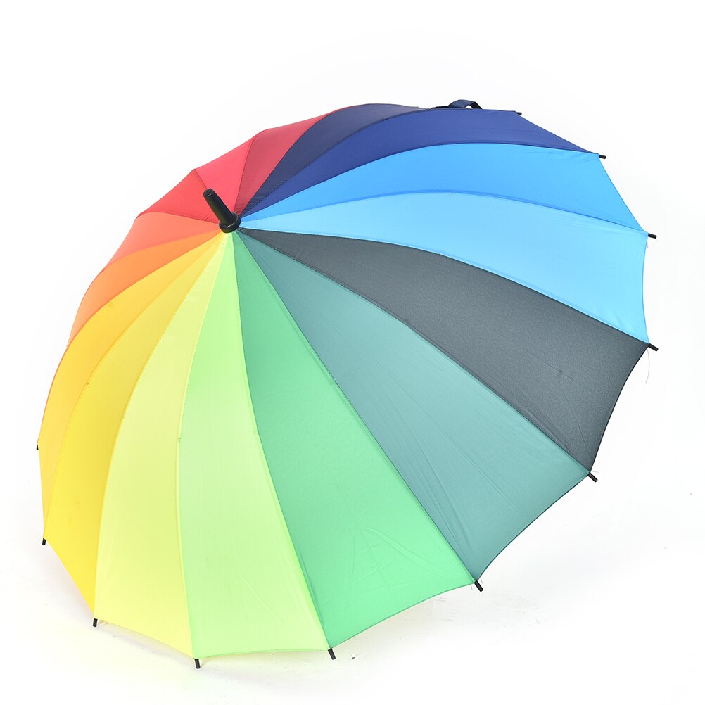 Paraply lang håndtag top kvinder regn spadserestok paraply stor regnbue stok anti-uv solrig golf vindtæt parasol