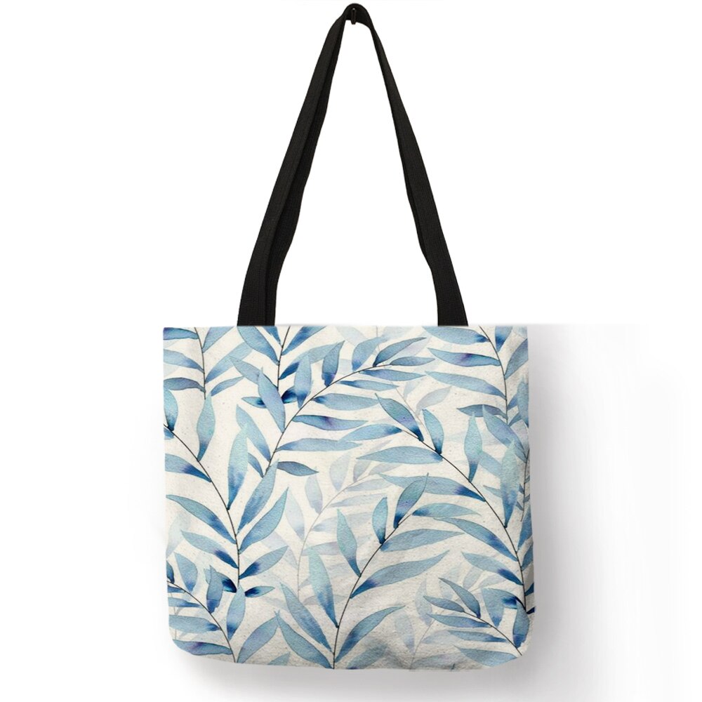 Tote Bag pieghevoli in lino Eco motivo geometrico Dot stampa foglia fresca per borse per la spesa femminili borsa di stoccaggio di grande capacità Bolsa: 006