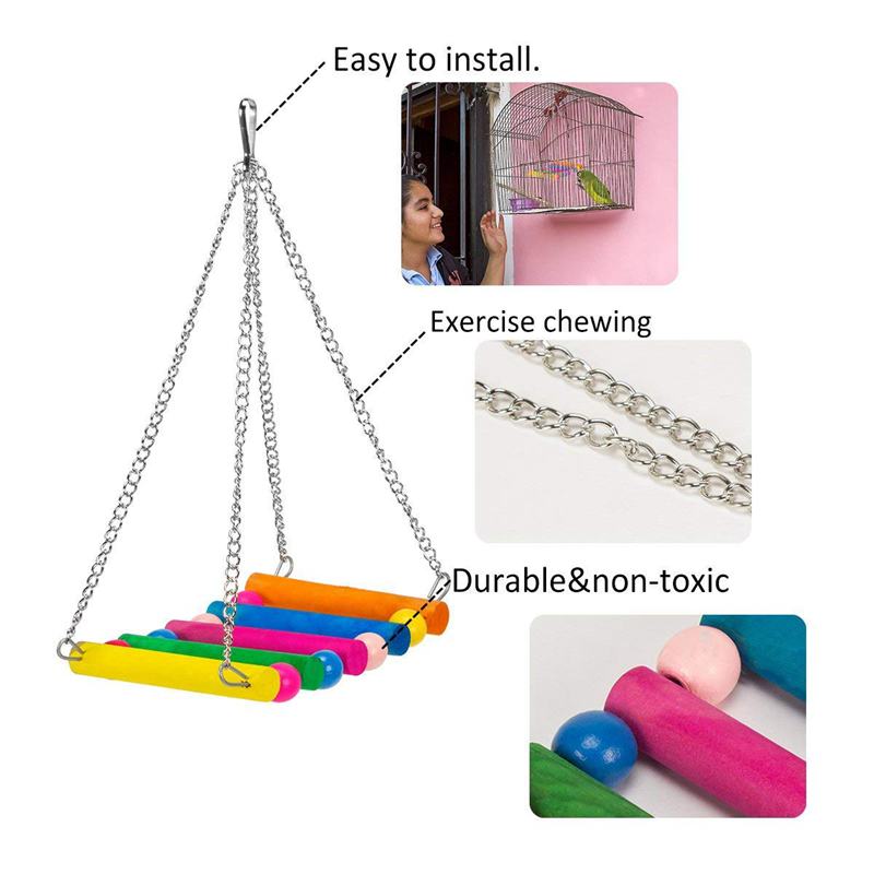 Columpio para aves de juguete, hamaca para loro, campana, juguetes para periquitos, periquitos, cacateles, coneuras y pájaros de amor, paquete de 6 uds.
