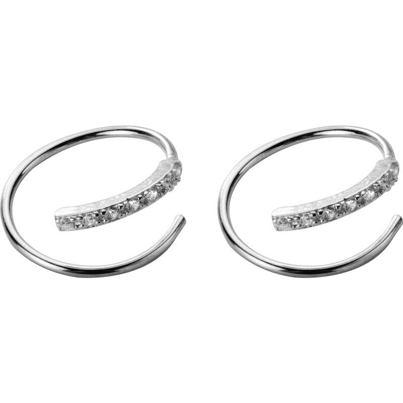 MloveAcc 100% 925 Sterling Silver Women Spiral Snakelike Ear Bones Ear Buckle Ring Mini Double Ring Earrings Jewelry: C Silver Color