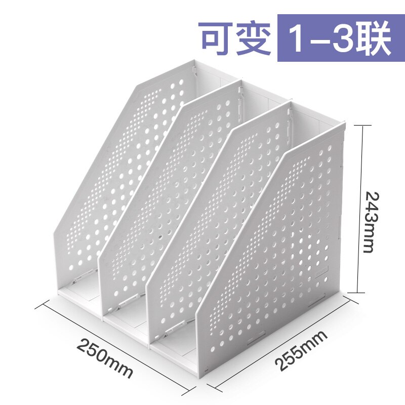 Folding File Box Book Stand Box Desk Scaling Desktop Vertical Simple Book Shelf Triple Document Shelf Book Clip shu kao simple: A-3 white