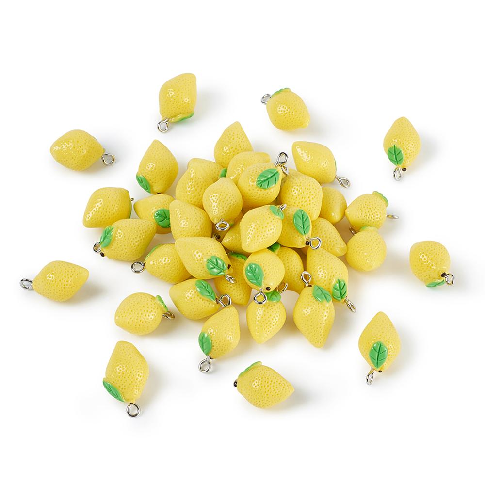 200 pièces mignon citron résine breloques pendentifs Fit collier à faire soi-même boucles d'oreilles porte-clés fabrication de bijoux accessoires faits à la main