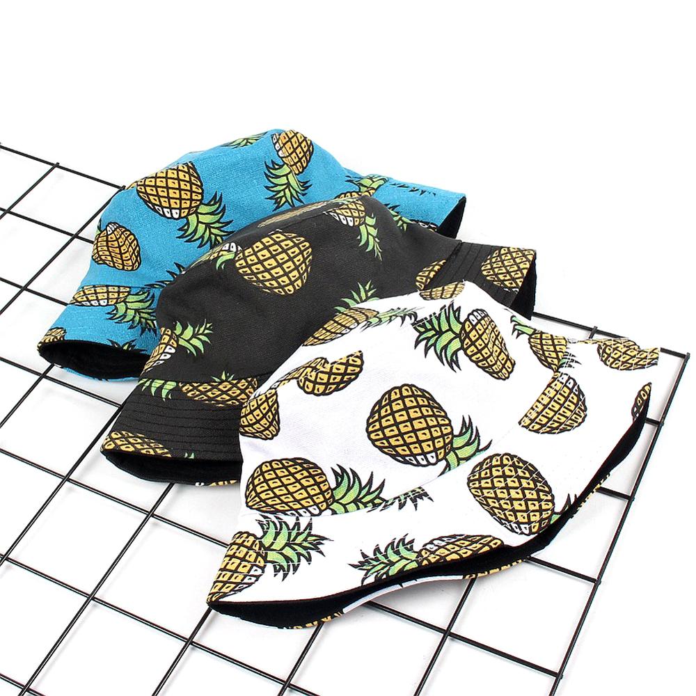Summer Foldable Bucket Hat Cute Fruit pattern Hip Hop Wide Brim Beach UV Protection Round Top Sunscreen Fisherman Cap