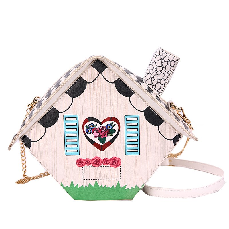 Boutique De Fgg Novelty Handtassen Huis Vorm Vrouwen Crossbody Bag Faux Lederen Schoudertas Tienermeisjes Messenger Bag: Default Title