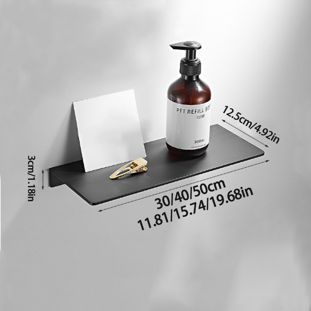 Pequeña estante flotante de pared de metal: estante de pared de metal, estante flotante negro, estante de baño pequeño, estantes de exhibición para almacenamiento de pared