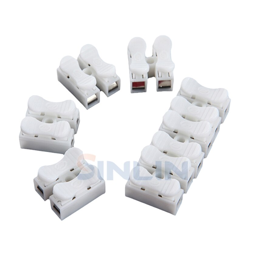 1000pcs CH-2 Spring Wire Quick Connector Splice With No Welding No Screws Cable Clamp Terminal 2 Way Easy Fit Led Strip