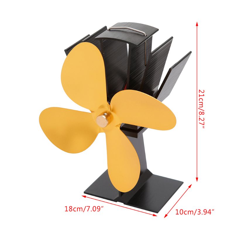 Ecofan de ahorro de circulación por calor, ventilador de estufa de chimenea de 4 aspas, para registro de madera