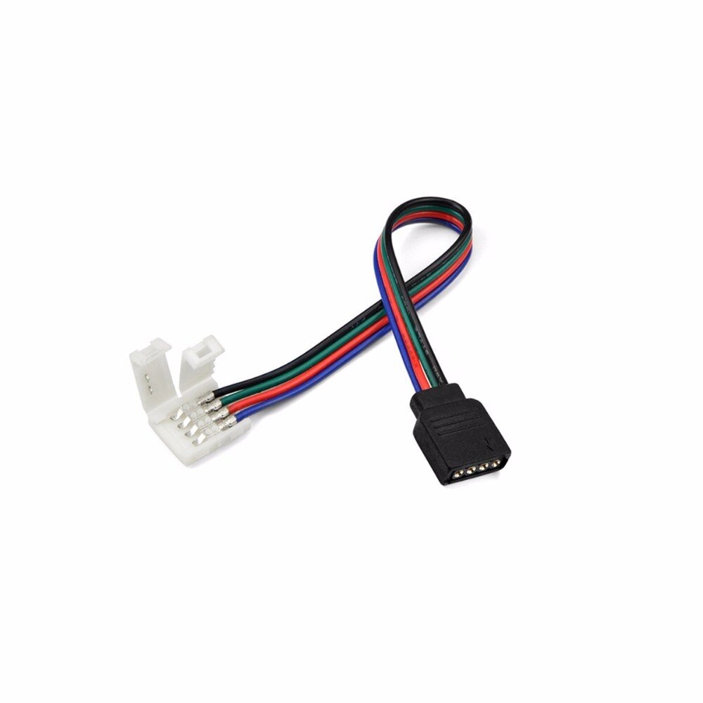 5050 RGB 4 Pin LED Strip Connector, 5pcs 10mm Strip to Power Adaptor Snap Down 4 Pin Connector for 5050 RGB Flexibl ST253