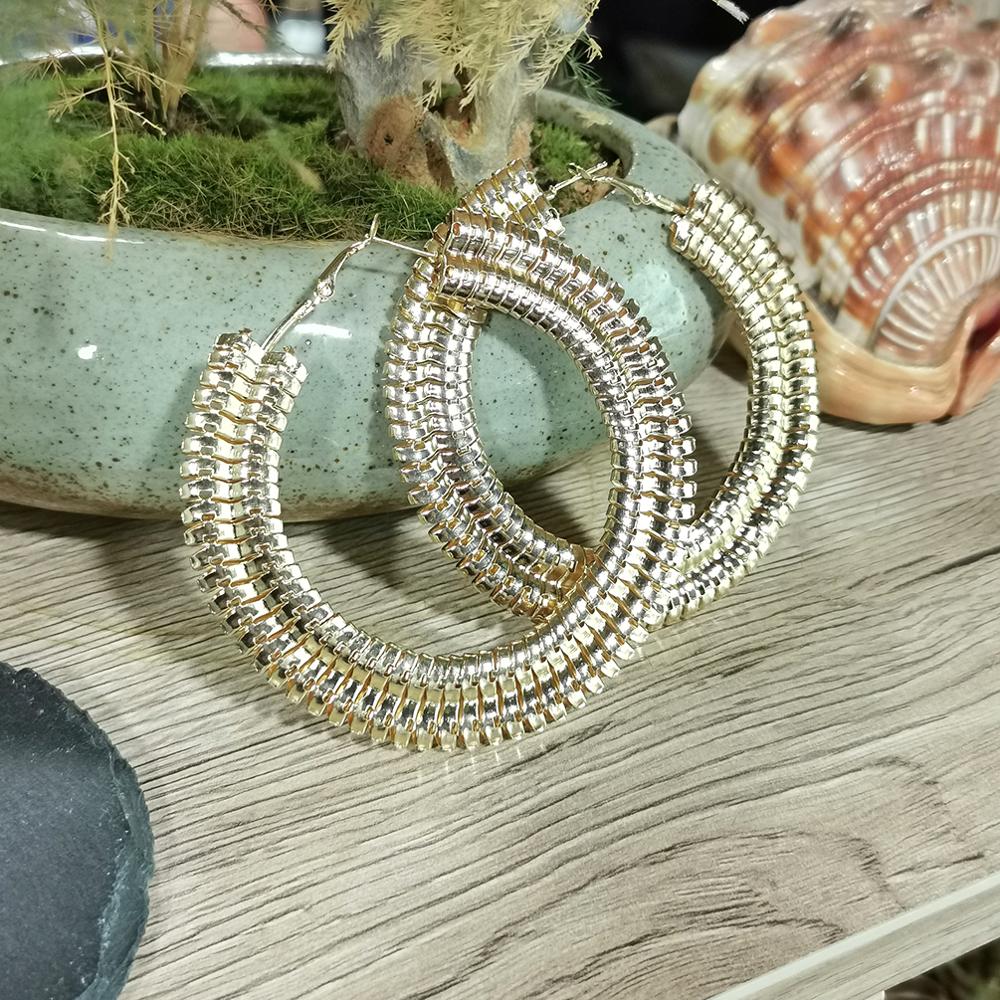 MANILAI Punk Wide Chain Hoop Earrings For Women Big Round Statement Earrings Chunky Brincos Jewelry Golden Silver Color