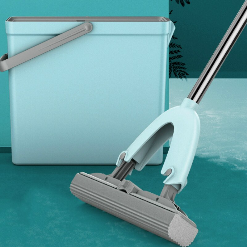 Spons Water Zuig Mop Rechtop Schoonmaken Squeeze Water Gratis Hand Wassen Nat En Droog Tweeërlei Gebruik Opvouwbare Huishoudelijke Mops met Emmer: Default Title