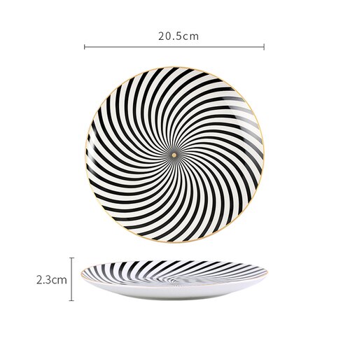 Nordisk huvudrätt geometrisk servis hem restaurang kök middagsfat porslin dessert bestickset tårta keramiskt fat: K