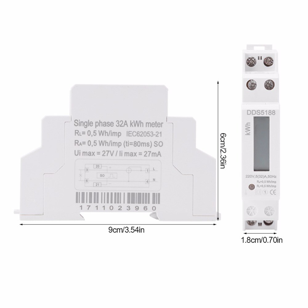 Single phase Electric Meter LCD 220V Single phase DIN-Rail Electric Meter 5-32A Electronic KWh Meter Electric Measurement Tool.