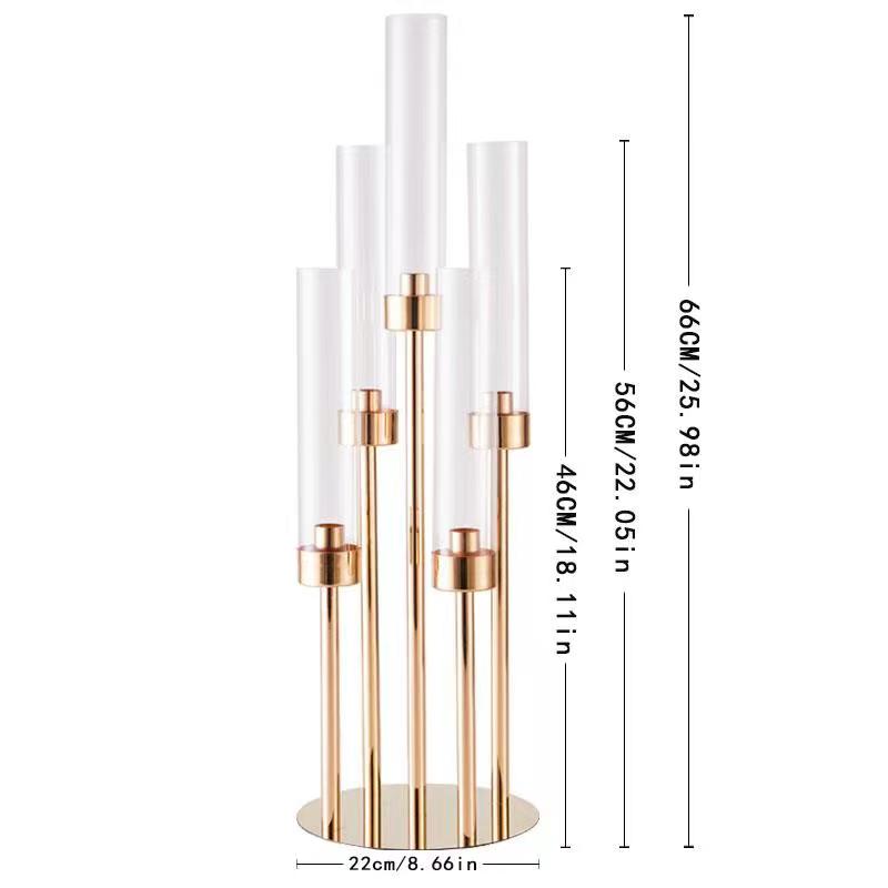 Candelabros de metal elegantes de 5/6 cabezales con acabado dorado para centro de mesa o cable de carretera: Plata