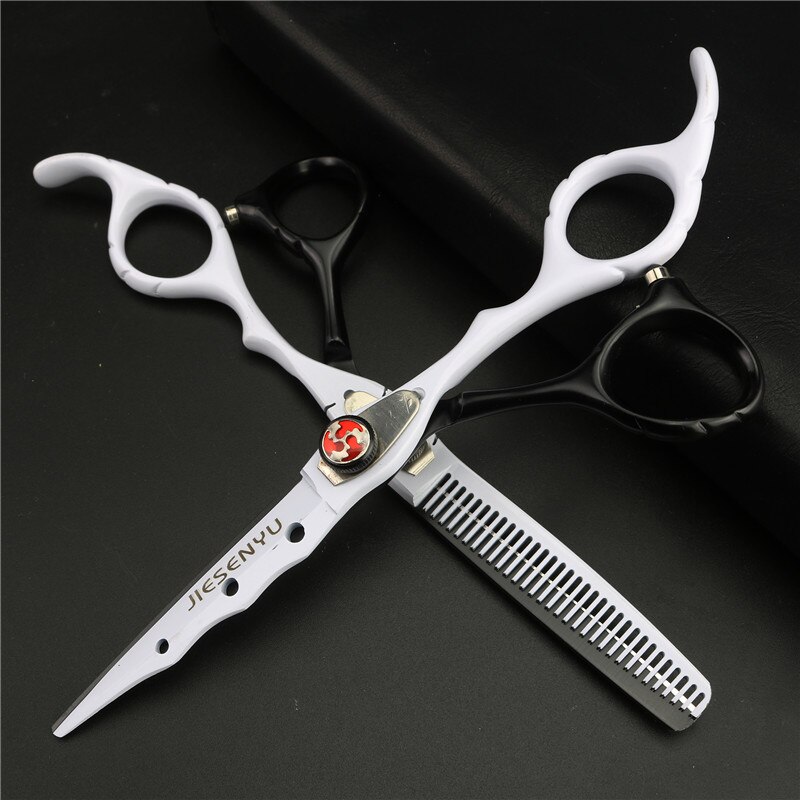 Black and white handle hairdressing scissors Standard 6.0 inch hairdressing supplies Sharp scissors Tools: set 2