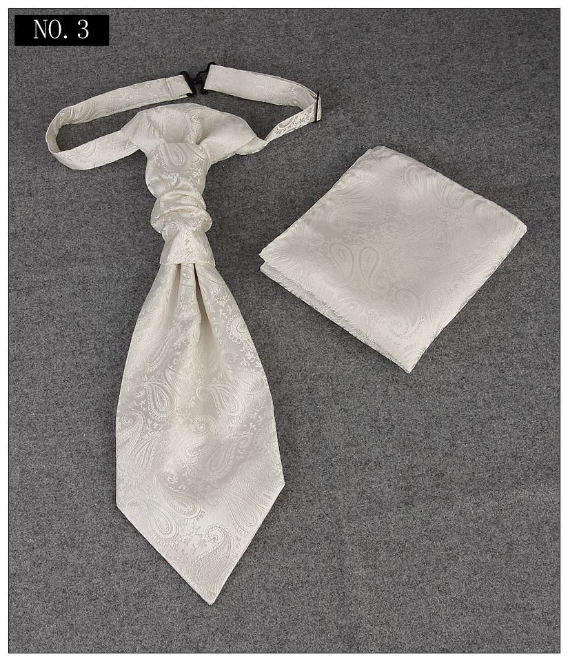 Paisley blomstret blå ascot slips mænd cashew slips lomme firkanter sæt herre & #39 ;s rød silke cravat slips lommetørklæder bryllup ascot tørklæde  b021: B021-003