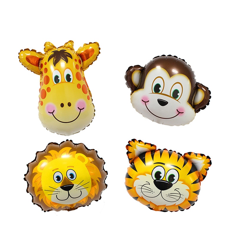 10 stk dyr hoved ballon løve tiger mokey ko giraf hoved folie ballon barn helium ballon til fest dekoration
