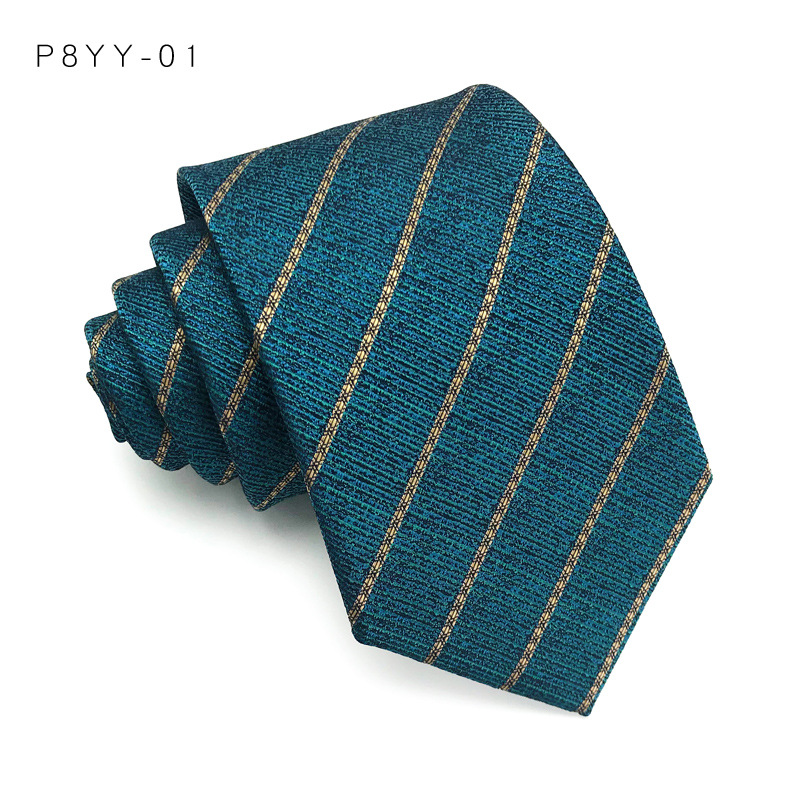Corbata de lujo de 8CM para hombre, corbatas a cuadros a rayas de Color verde para hombre, corbata tejida Jacquard, accesorios formales para de negocios: Blanco