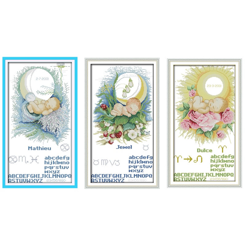 Moon Baby Patterns Counted Cross Stitch 11 14CT Cross Stitch Set Cartoon Angel Cross-stitch Kits Embroidery C017 018