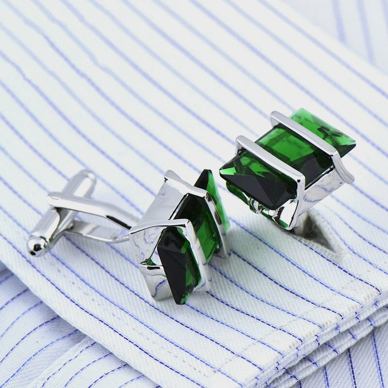 Jewelry french shirt cufflink for mens green dragon Cuffs link Button male crystal Luxury Wedding