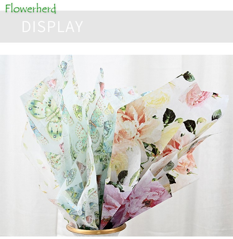 10pcs/lot 50x70cm DIY Flora Fauna Tissue Paper Wrapping Paper Clothing Packing Flower Bouquet Packaging Paper Craft Paper