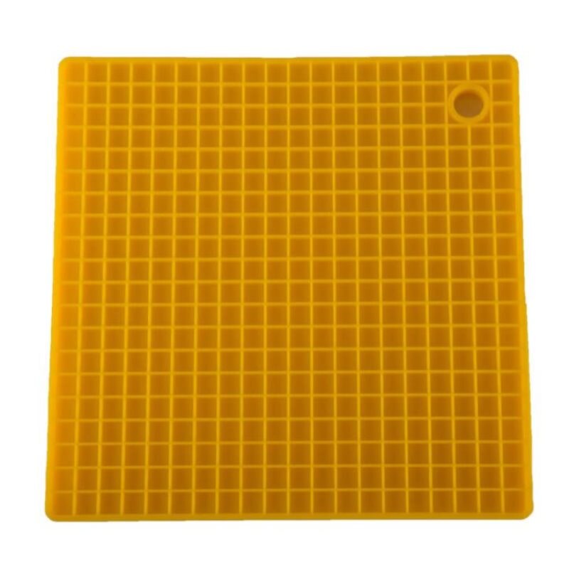 Dikke vierkante honingraat siliconen placemat isolatie pad antislip waterdichte eettafel cup pad onderzetters: YELLOW