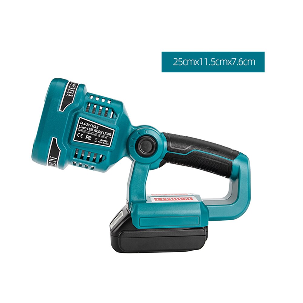 Wakyme 4 modos de luz de trabalho 18/14.4v sem fio led lanterna com usb ao ar livre holofotes luz para makita dml812 sem bateria