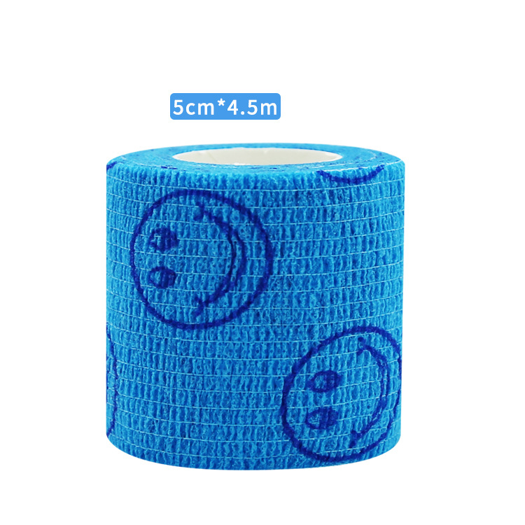 18 Kleuren Kleurrijke Atletische Wrap Tape Zelfklevende Elastische Bandage Hansaplast Sport Protector Knie Vinger Enkel Palm Schouder: Blue smiley