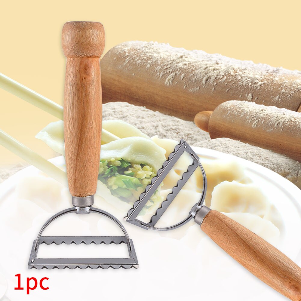 Gadgets Tool Square Mold Kitchen Portable Pasta Cutter Ravioli Stamp Dumplings Maker Bakeware Pastry Wooden Handle Fluted Edge