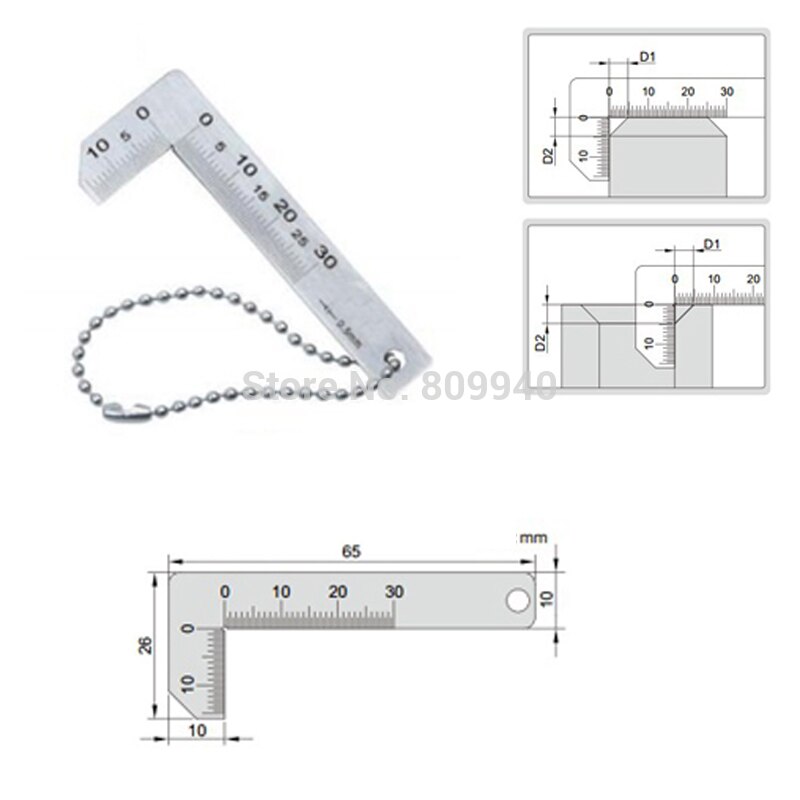 0-15mm Stainless Steel Chamfer Gauge Ruler 90 Degree Ruler Right Angle Esquadro 0.5mm Accuracy Pocket Welding Tool