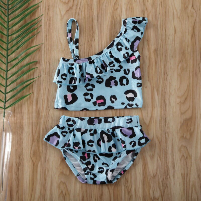 Toddler kids baby girl swimwear tops bottoms beachwear leopard print swimming set tankini bikini set børnetøj 2 stk