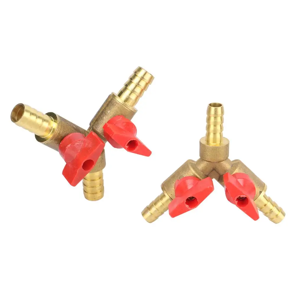8mm 10mm tuyau barbe en forme de Y à trois voies en laiton arrêt robinet à tournant sphérique raccord de tuyau adaptateur pour carburant gaz eau huile Air 1 Pc