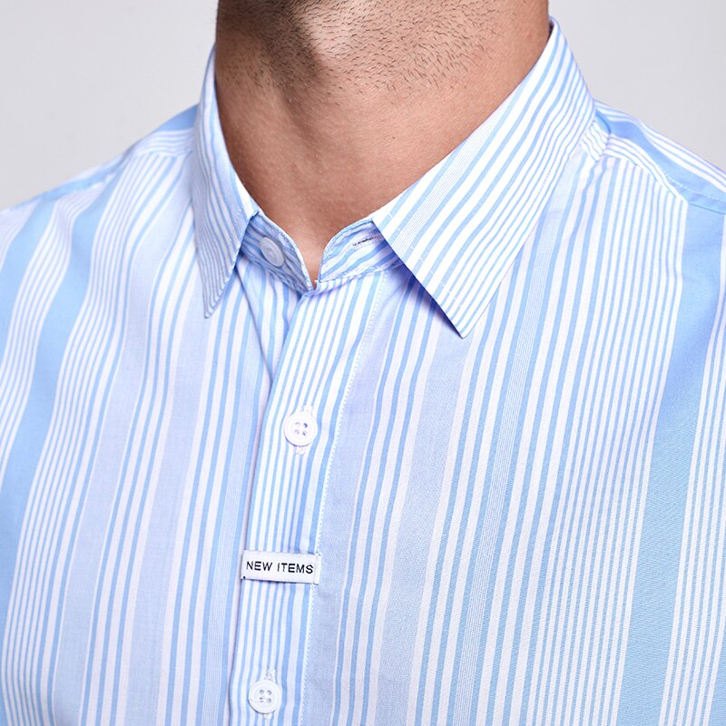 KUEGOU-camisas de algodón 100% para hombre, ropa a rayas de , Top de manga larga de , talla grande, BC-20514