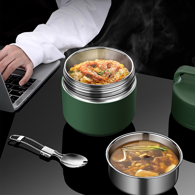 1300Ml Rvs Lunchbox Soep Pap Cup Met Lepel Draagbare Koud En Warm Isolatie Container Kantoor Gaan voedsel Jar