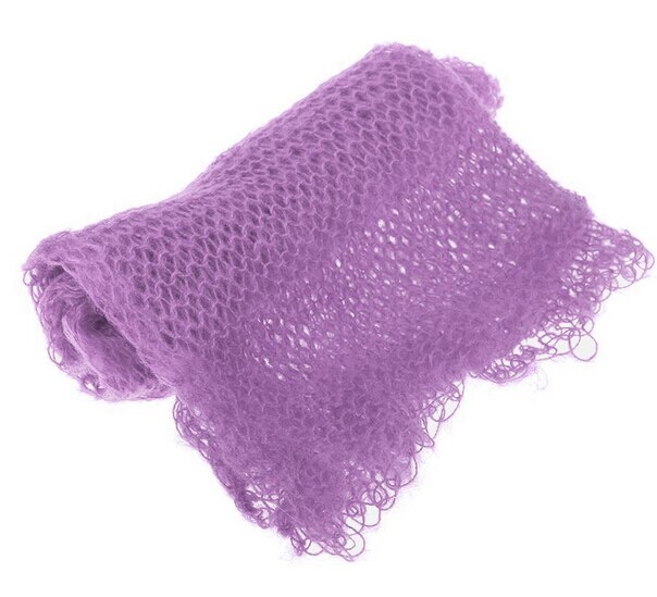 40x60cm Newborn Baby Girl Boy Crochet Knitted Receiving Blankets Toddler Kids Wrap Photography Photo Props Warm Blanket Sunsuit: PURPLE