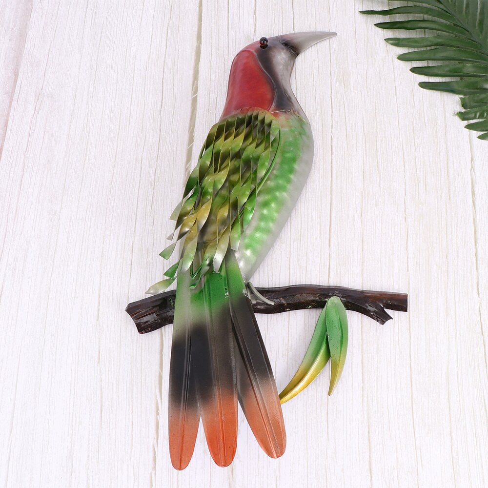 1pc væghængende fuglevedhæng i jern kunst fugleformet indretning til villahave homestay gårdhave (farverig)