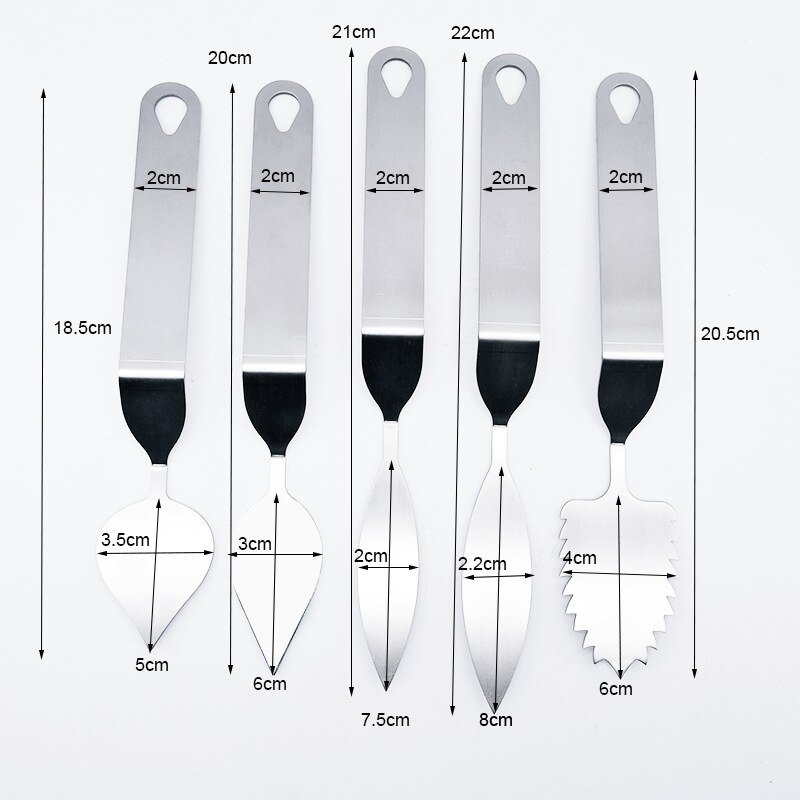 Rustfrit stål chokolade blade spatel kniv modellering fremstillingsværktøj chokolademousse kage dekorationsværktøj bagning til bageri
