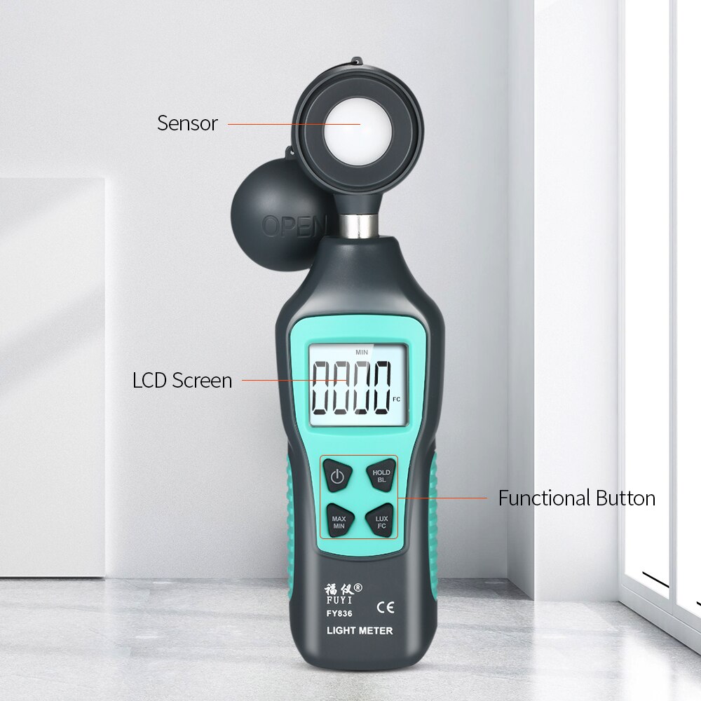 Light Meter 200,000 LUX Digital Luxmeter Luminance Lux Fc Test Max Min Illuminometers Photometer