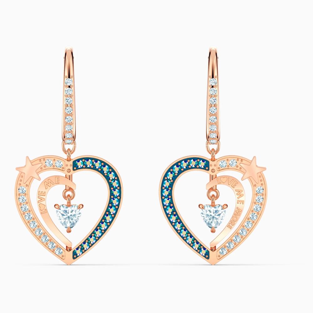Original SWA Earrings with Original Logo Flowers Heart Round Shape Charm Women Jewelry: 5484016