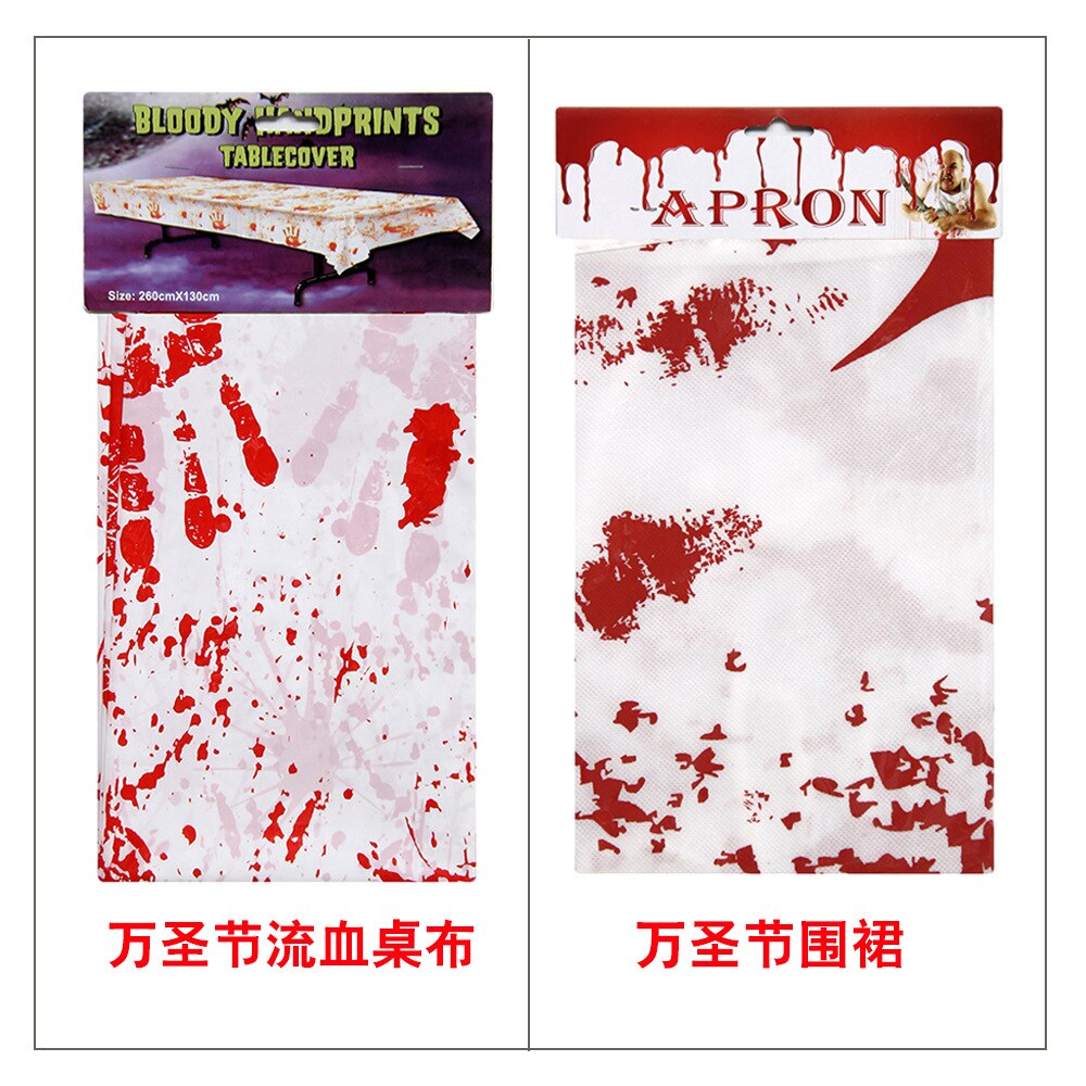 Decoraciones de Halloween Horror Casa Decor huellas de sangre mantel delantal sangriento Halloween accesorio